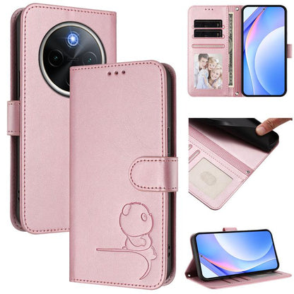 Litter Panda Embossing RFID Leather Phone Case with Lanyard, For vivo Y400 4G, For vivo V60 5G, For vivo X200s, For vivo Y300 Pro+ / T4 / iQOO Z10