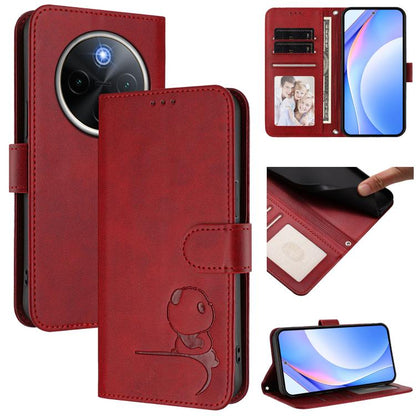 Litter Panda Embossing RFID Leather Phone Case with Lanyard, For vivo Y400 4G, For vivo V60 5G, For vivo X200s, For vivo Y300 Pro+ / T4 / iQOO Z10