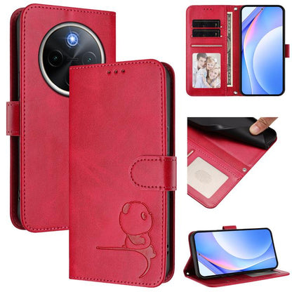 Litter Panda Embossing RFID Leather Phone Case with Lanyard, For vivo Y400 4G, For vivo V60 5G, For vivo X200s, For vivo Y300 Pro+ / T4 / iQOO Z10