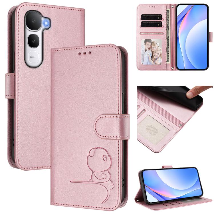 Litter Panda Embossing RFID Leather Phone Case with Lanyard, For vivo X300, For vivo Y31 5G Global, For vivo V60 Lite 5G, For vivo Y400 5G