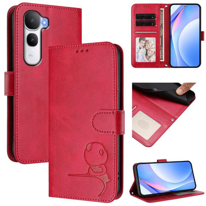 Litter Panda Embossing RFID Leather Phone Case with Lanyard, For vivo X300, For vivo Y31 5G Global, For vivo V60 Lite 5G, For vivo Y400 5G