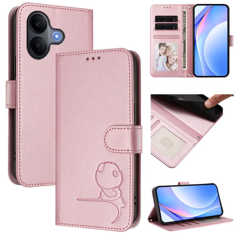 Litter Panda Embossing RFID Leather Phone Case with Lanyard, For vivo X300, For vivo Y31 5G Global, For vivo V60 Lite 5G, For vivo Y400 5G