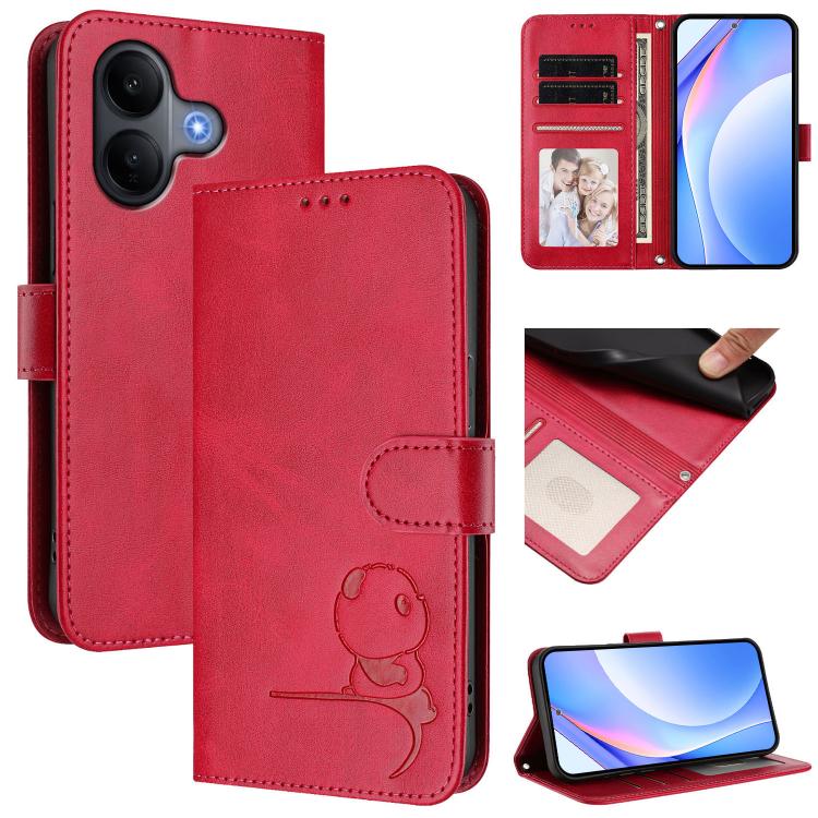 Litter Panda Embossing RFID Leather Phone Case with Lanyard, For vivo X300, For vivo Y31 5G Global, For vivo V60 Lite 5G, For vivo Y400 5G
