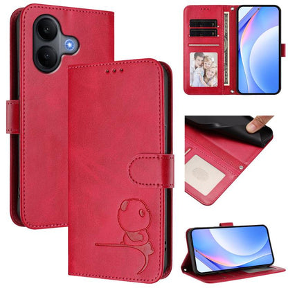 Litter Panda Embossing RFID Leather Phone Case with Lanyard, For vivo X300, For vivo Y31 5G Global, For vivo V60 Lite 5G, For vivo Y400 5G