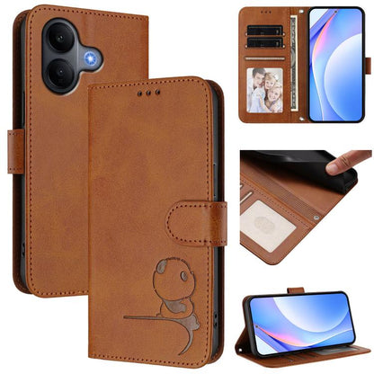 Litter Panda Embossing RFID Leather Phone Case with Lanyard, For vivo X300, For vivo Y31 5G Global, For vivo V60 Lite 5G, For vivo Y400 5G