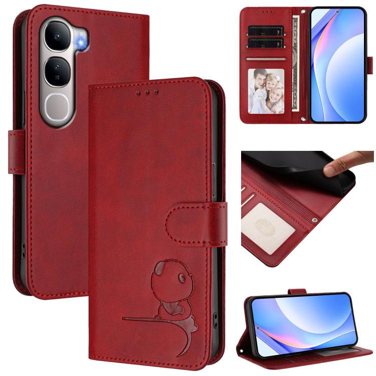 Litter Panda Embossing RFID Leather Phone Case with Lanyard, For vivo X300, For vivo Y31 5G Global, For vivo V60 Lite 5G, For vivo Y400 5G