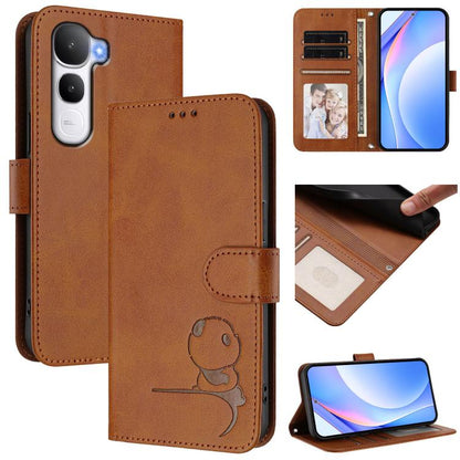 Litter Panda Embossing RFID Leather Phone Case with Lanyard, For vivo Y400 4G, For vivo V60 5G, For vivo X200s, For vivo Y300 Pro+ / T4 / iQOO Z10