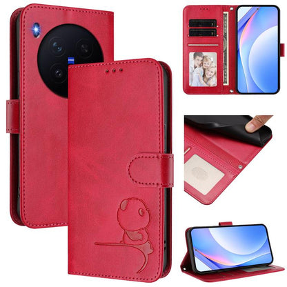 Litter Panda Embossing RFID Leather Phone Case with Lanyard, For vivo X300, For vivo Y31 5G Global, For vivo V60 Lite 5G, For vivo Y400 5G