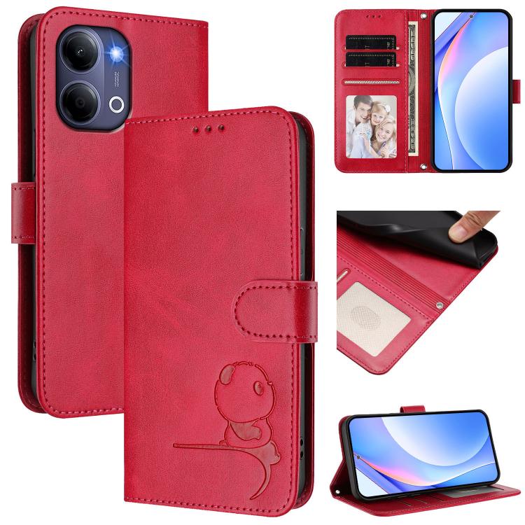 Litter Panda Embossing RFID Leather Phone Case with Lanyard, For vivo X300 FE 5G Russia / Zeiss, For vivo Y21 5G 2026 / Y05 4G, For vivo V70 FE 5G, For vivo X300 Pro