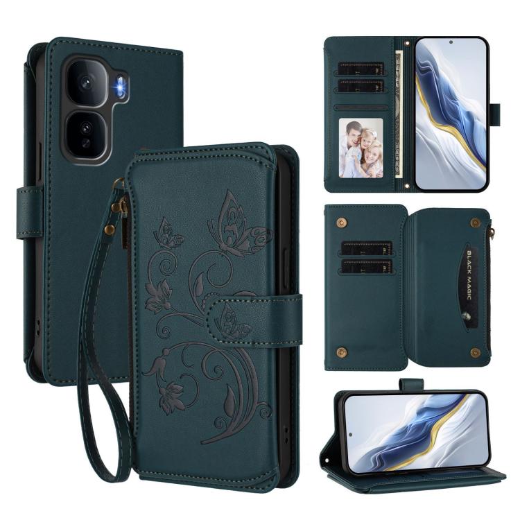 Butterfly Love Flower Multi-card Zipper Wallet Leather Phone Case, For vivo iQOO Neo 10+, For vivo V60 5G Curved Global, For vivo Y400 Pro 5G