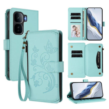 Butterfly Love Flower Multi-card Zipper Wallet Leather Phone Case, For vivo iQOO Neo 10+, For vivo V60 5G Curved Global, For vivo Y400 Pro 5G