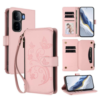 Butterfly Love Flower Multi-card Zipper Wallet Leather Phone Case, For vivo iQOO Neo 10+, For vivo V60 5G Curved Global, For vivo Y400 Pro 5G