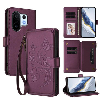 Butterfly Love Flower Multi-card Zipper Wallet Leather Phone Case, For vivo S30 Pro mini, For vivo S30, For vivo X200s