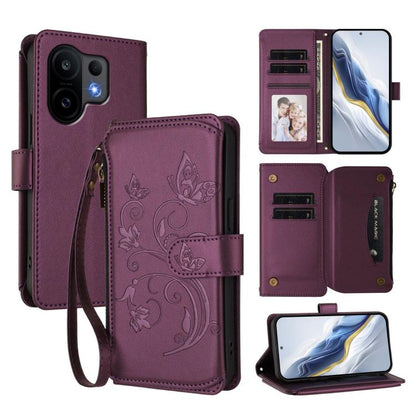 Butterfly Love Flower Multi-card Zipper Wallet Leather Phone Case, For vivo S30 Pro mini, For vivo S30, For vivo X200s