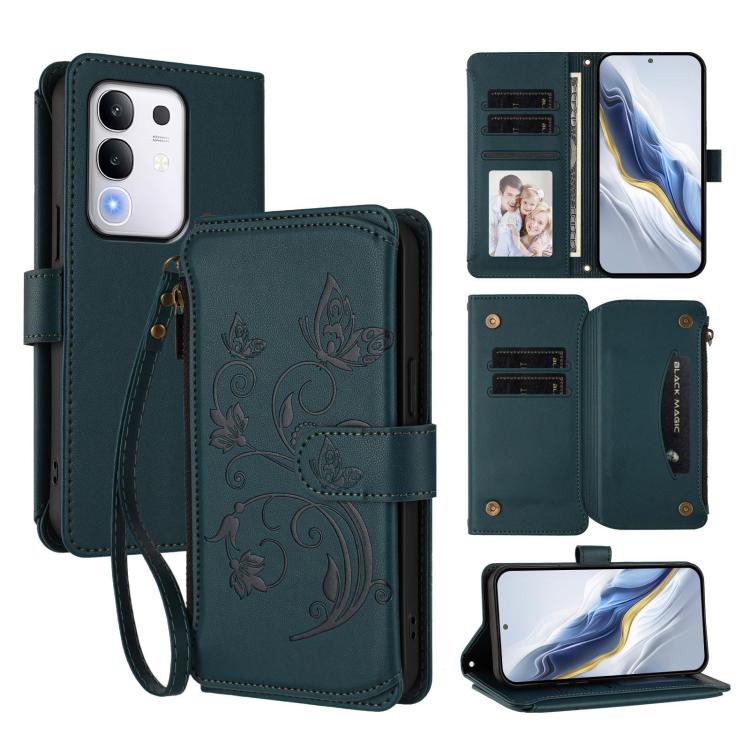 Butterfly Love Flower Multi-card Zipper Wallet Leather Phone Case, For vivo Y300 Pro+ 5G / iQOO Z10 5G, For vivo Y29 4G Global / T4x 5G, For vivo V50 5G Global / V50e 5G