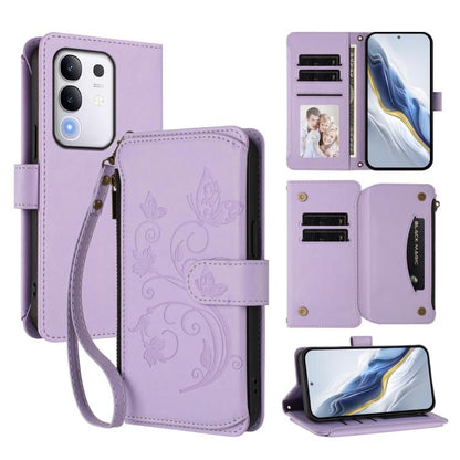 Butterfly Love Flower Multi-card Zipper Wallet Leather Phone Case, For vivo Y300 Pro+ 5G / iQOO Z10 5G, For vivo Y29 4G Global / T4x 5G, For vivo V50 5G Global / V50e 5G
