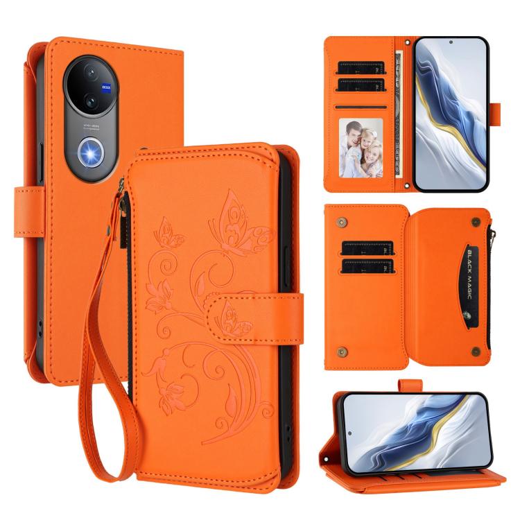 Butterfly Love Flower Multi-card Zipper Wallet Leather Phone Case, For vivo Y300 Pro+ 5G / iQOO Z10 5G, For vivo Y29 4G Global / T4x 5G, For vivo V50 5G Global / V50e 5G
