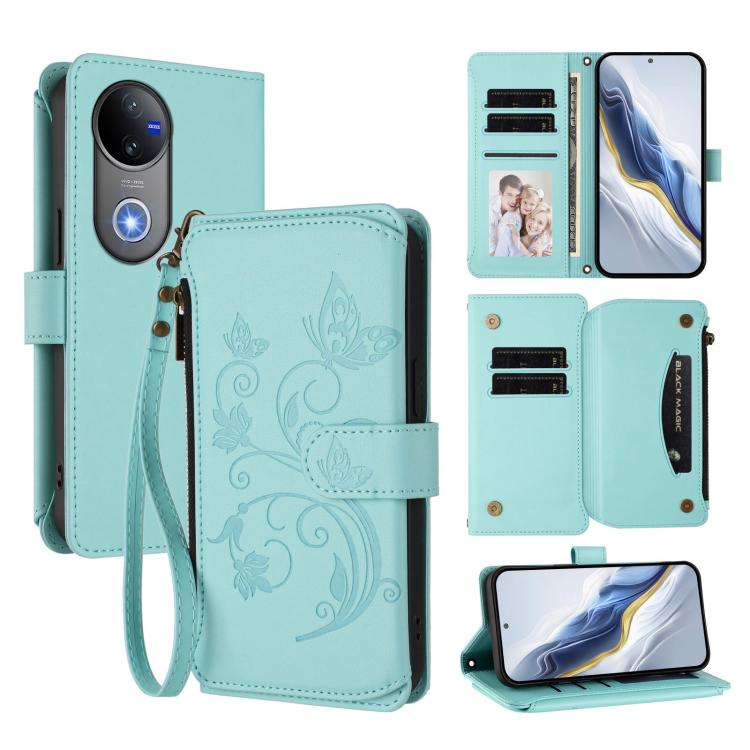 Butterfly Love Flower Multi-card Zipper Wallet Leather Phone Case, For vivo Y300 Pro+ 5G / iQOO Z10 5G, For vivo Y29 4G Global / T4x 5G, For vivo V50 5G Global / V50e 5G