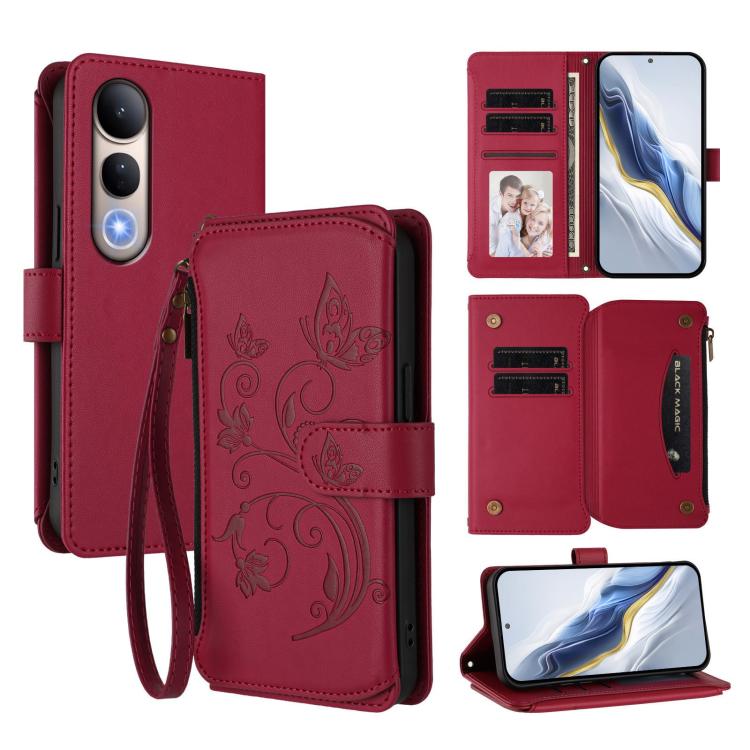 Butterfly Love Flower Multi-card Zipper Wallet Leather Phone Case, For vivo V50 Lite 5G Global /V50 Lite 4G, For vivo Y39 5G Global / Y300i 5G, For vivo Y29s 5G / Y04 5G Global