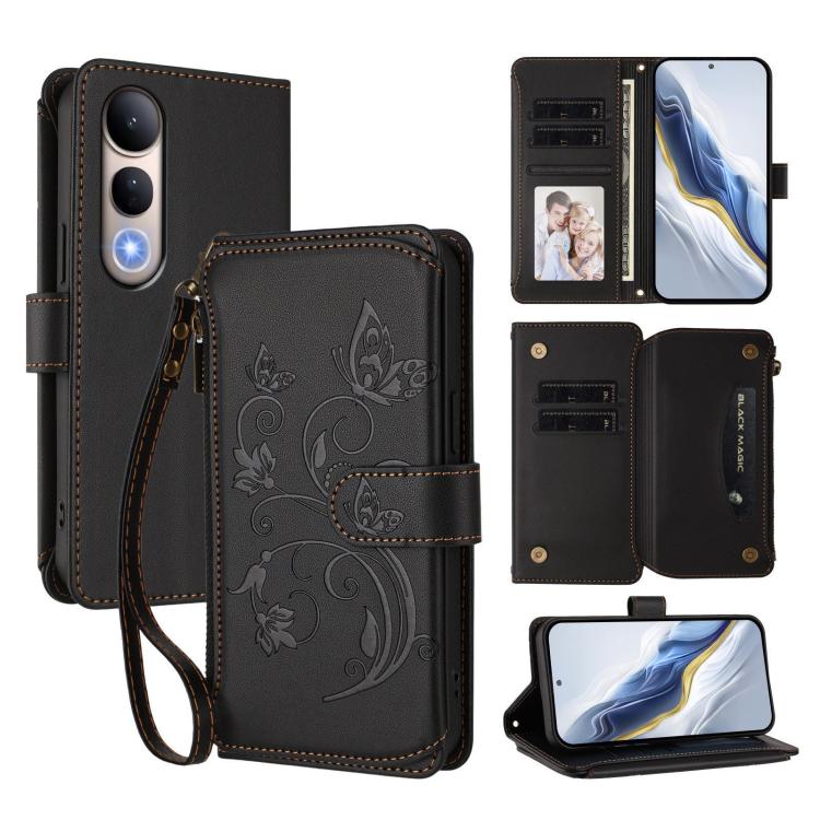 Butterfly Love Flower Multi-card Zipper Wallet Leather Phone Case, For vivo V50 Lite 5G Global /V50 Lite 4G, For vivo Y39 5G Global / Y300i 5G, For vivo Y29s 5G / Y04 5G Global