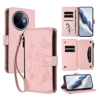 Butterfly Love Flower Multi-card Zipper Wallet Leather Phone Case, For vivo V50 Lite 5G Global /V50 Lite 4G, For vivo Y39 5G Global / Y300i 5G, For vivo Y29s 5G / Y04 5G Global