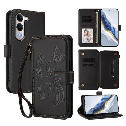 Butterfly Love Flower Multi-card Zipper Wallet Leather Phone Case, For vivo V50 Lite 5G Global /V50 Lite 4G, For vivo Y39 5G Global / Y300i 5G, For vivo Y29s 5G / Y04 5G Global