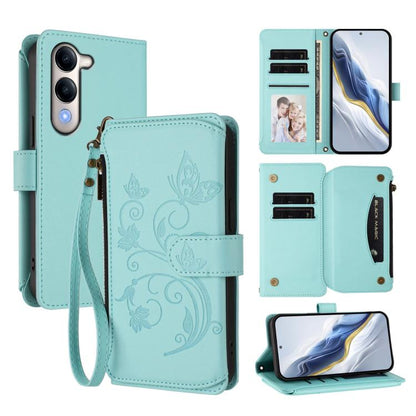 Butterfly Love Flower Multi-card Zipper Wallet Leather Phone Case, For vivo V50 Lite 5G Global /V50 Lite 4G, For vivo Y39 5G Global / Y300i 5G, For vivo Y29s 5G / Y04 5G Global
