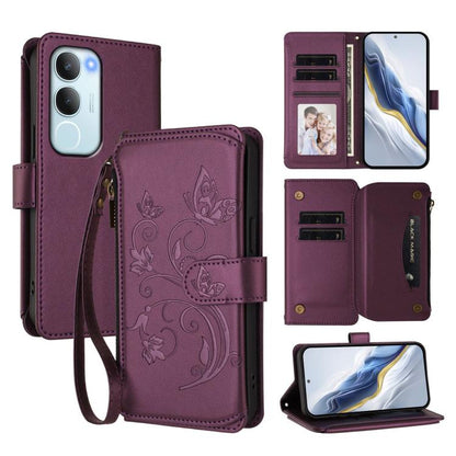 Butterfly Love Flower Multi-card Zipper Wallet Leather Phone Case, For vivo Y19s 4G Global / Y29 5G India, For vivo S20 5G, For vivo S20 Pro 5G