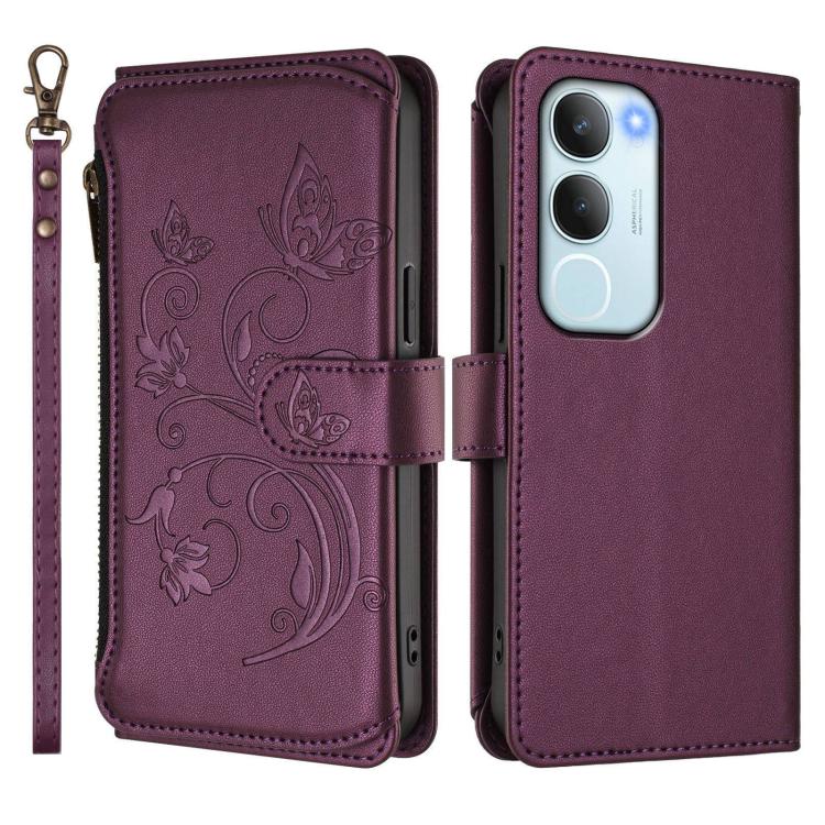 Butterfly Love Flower Multi-card Zipper Wallet Leather Phone Case, For vivo Y19s 4G Global / Y29 5G India, For vivo S20 5G, For vivo S20 Pro 5G