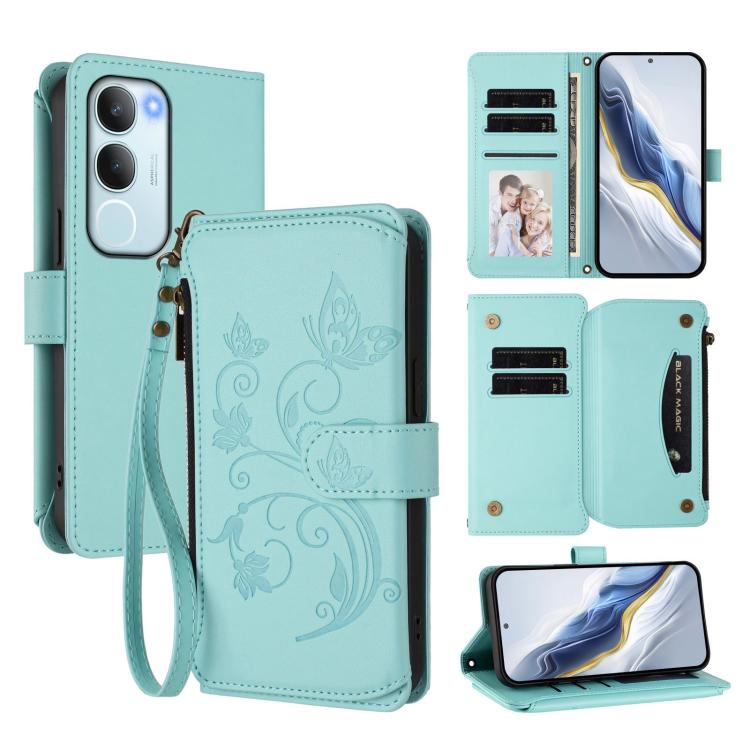 Butterfly Love Flower Multi-card Zipper Wallet Leather Phone Case, For vivo Y19s 4G Global / Y29 5G India, For vivo S20 5G, For vivo S20 Pro 5G