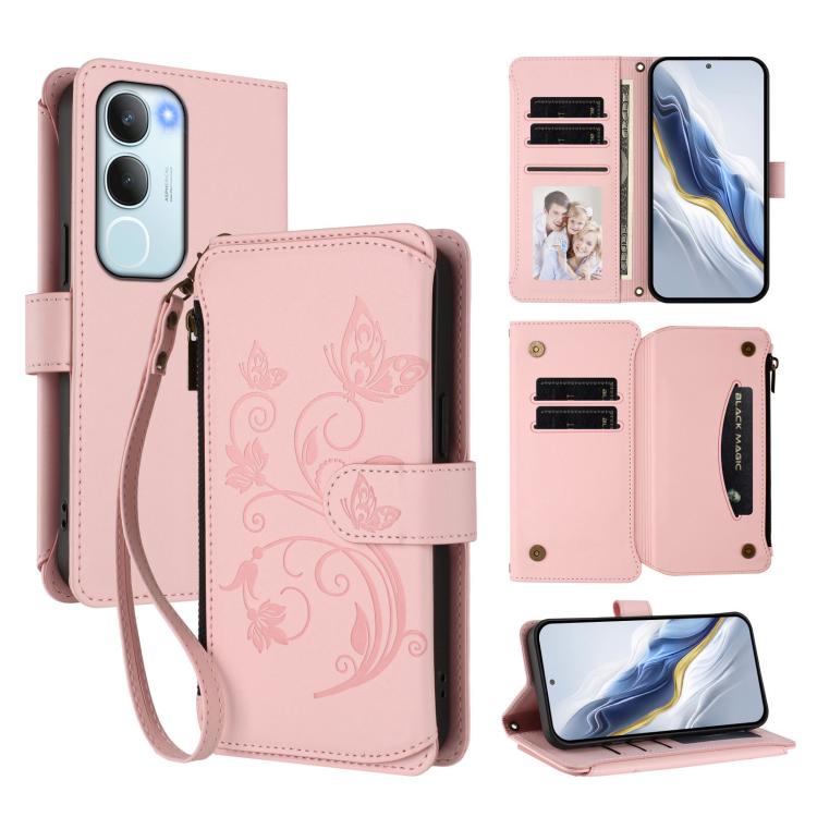 Butterfly Love Flower Multi-card Zipper Wallet Leather Phone Case, For vivo Y19s 4G Global / Y29 5G India, For vivo S20 5G, For vivo S20 Pro 5G