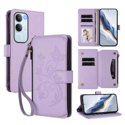 Butterfly Love Flower Multi-card Zipper Wallet Leather Phone Case, For vivo Y19s 4G Global / Y29 5G India, For vivo S20 5G, For vivo S20 Pro 5G