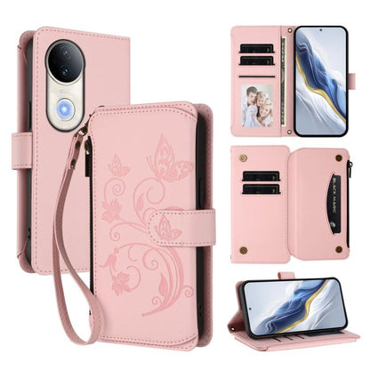 Butterfly Love Flower Multi-card Zipper Wallet Leather Phone Case, For vivo Y19s 4G Global / Y29 5G India, For vivo S20 5G, For vivo S20 Pro 5G