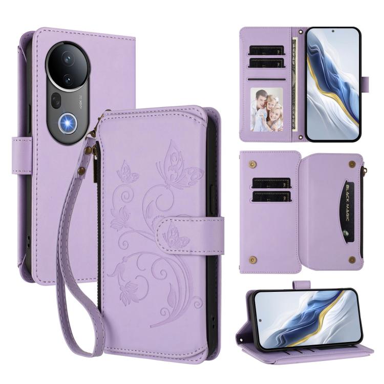 Butterfly Love Flower Multi-card Zipper Wallet Leather Phone Case, For vivo Y19s 4G Global / Y29 5G India, For vivo S20 5G, For vivo S20 Pro 5G