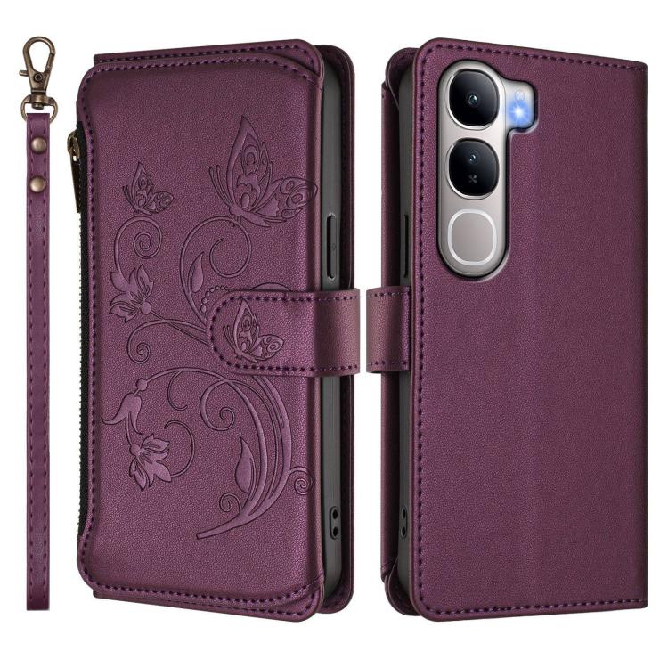 Butterfly Love Flower Multi-card Zipper Wallet Leather Phone Case, For vivo Y300 5G Global / V40 Lite IDN, For vivo X200 5G, For vivo X200 Pro mini