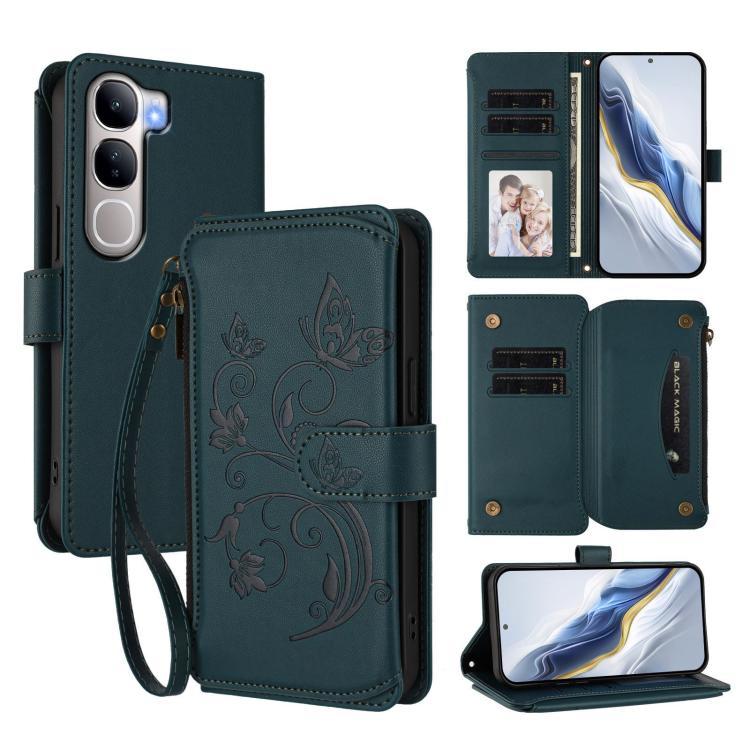 Butterfly Love Flower Multi-card Zipper Wallet Leather Phone Case, For vivo Y300 5G Global / V40 Lite IDN, For vivo X200 5G, For vivo X200 Pro mini
