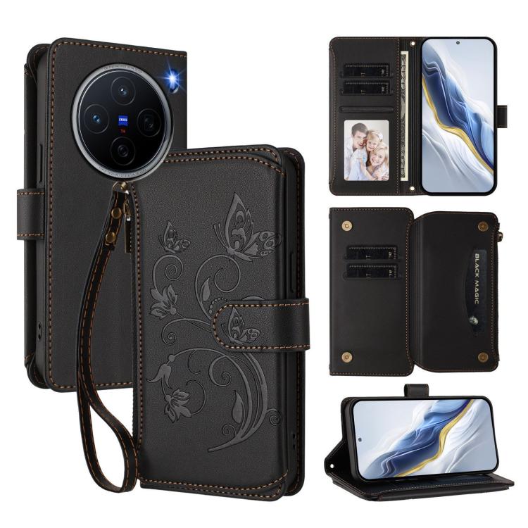 Butterfly Love Flower Multi-card Zipper Wallet Leather Phone Case, For vivo Y300 5G Global / V40 Lite IDN, For vivo X200 5G, For vivo X200 Pro mini