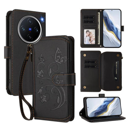 Butterfly Love Flower Multi-card Zipper Wallet Leather Phone Case, For vivo Y300 5G Global / V40 Lite IDN, For vivo X200 5G, For vivo X200 Pro mini