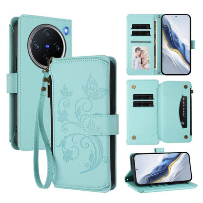 Butterfly Love Flower Multi-card Zipper Wallet Leather Phone Case, For vivo Y300 5G Global / V40 Lite IDN, For vivo X200 5G, For vivo X200 Pro mini