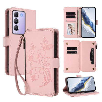 Butterfly Love Flower Multi-card Zipper Wallet Leather Phone Case, For vivo X200 Pro 5G, For vivo Y100 5G IDN / Y200e Global, For vivo V40e 5G India / iQOO Z9s 5G