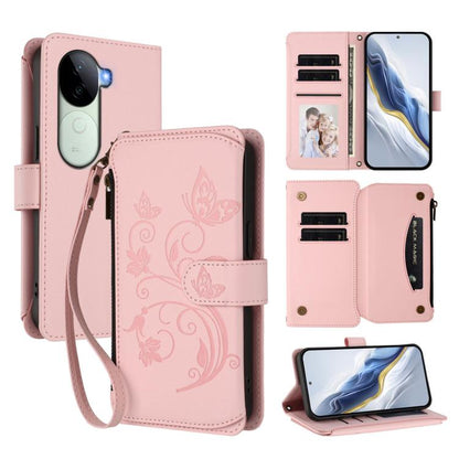 Butterfly Love Flower Multi-card Zipper Wallet Leather Phone Case, For vivo X200 Pro 5G, For vivo Y100 5G IDN / Y200e Global, For vivo V40e 5G India / iQOO Z9s 5G
