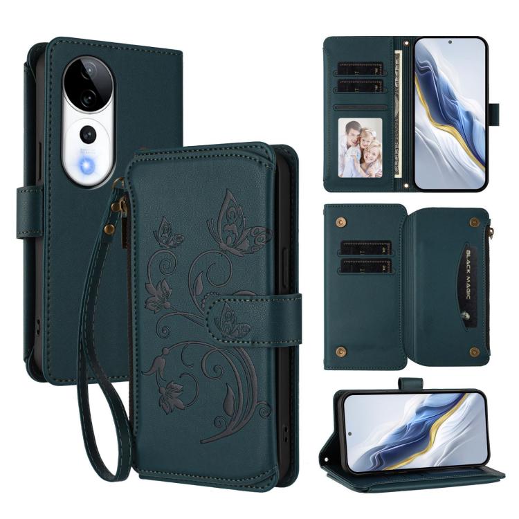 Butterfly Love Flower Multi-card Zipper Wallet Leather Phone Case, For vivo V40 5G / V40 Pro 5G, For vivo Y03 / Y18 Global / Y28s 5G, For vivo iQOO Z9s Pro 5G India / T3 Pro
