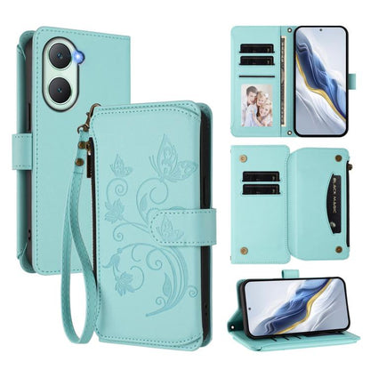 Butterfly Love Flower Multi-card Zipper Wallet Leather Phone Case, For vivo V40 5G / V40 Pro 5G, For vivo Y03 / Y18 Global / Y28s 5G, For vivo iQOO Z9s Pro 5G India / T3 Pro