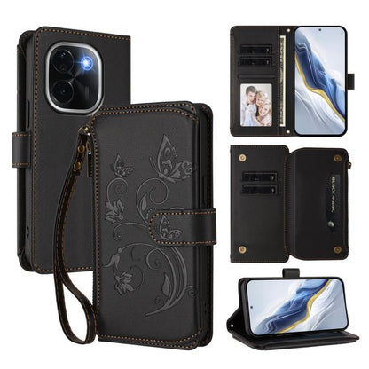 Butterfly Love Flower Multi-card Zipper Wallet Leather Phone Case, For vivo V40 5G / V40 Pro 5G, For vivo Y03 / Y18 Global / Y28s 5G, For vivo iQOO Z9s Pro 5G India / T3 Pro