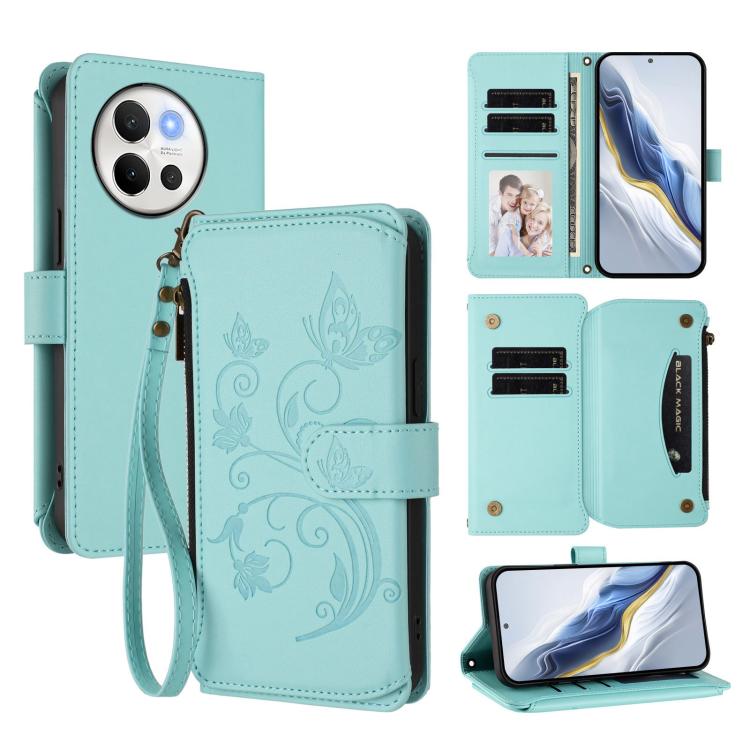Butterfly Love Flower Multi-card Zipper Wallet Leather Phone Case, For vivo V40 Lite 5G / V30e 5G, For vivo S19, For vivo Y28 4G Global