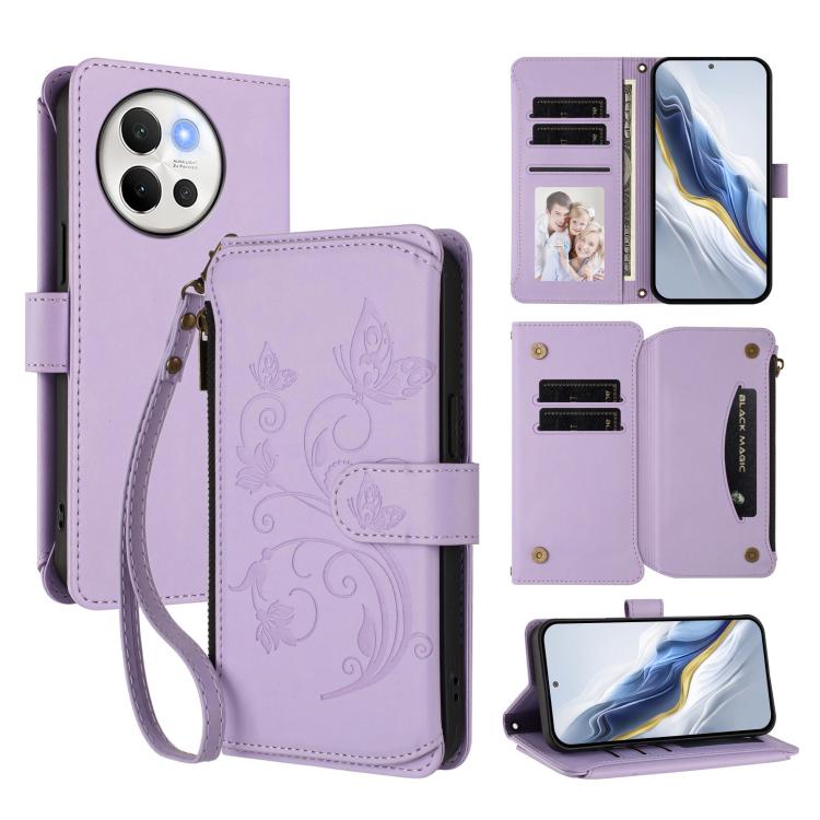 Butterfly Love Flower Multi-card Zipper Wallet Leather Phone Case, For vivo V40 Lite 5G / V30e 5G, For vivo S19, For vivo Y28 4G Global