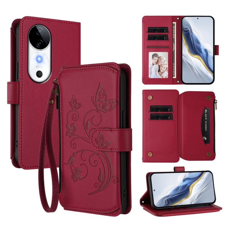 Butterfly Love Flower Multi-card Zipper Wallet Leather Phone Case, For vivo V40 Lite 5G / V30e 5G, For vivo S19, For vivo Y28 4G Global