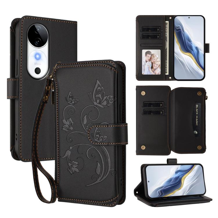 Butterfly Love Flower Multi-card Zipper Wallet Leather Phone Case, For vivo V40 Lite 5G / V30e 5G, For vivo S19, For vivo Y28 4G Global
