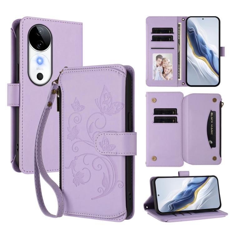Butterfly Love Flower Multi-card Zipper Wallet Leather Phone Case, For vivo V40 Lite 5G / V30e 5G, For vivo S19, For vivo Y28 4G Global