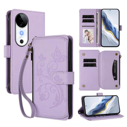 Butterfly Love Flower Multi-card Zipper Wallet Leather Phone Case, For vivo V40 Lite 5G / V30e 5G, For vivo S19, For vivo Y28 4G Global